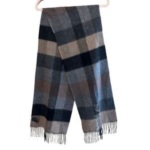 100% Wool Plaid Scarf Size 12"x66" Southwestern University Logo Georgetown Texas